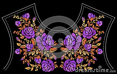 Fashion floral embroidery. Vector Illustration