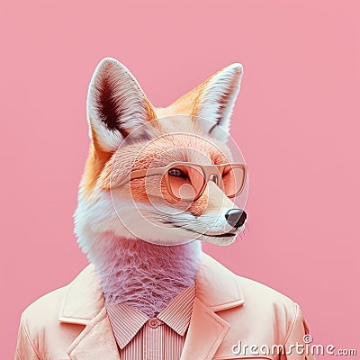 Fashion fox in suit. Casual Friday office look. Generative AI Stock Photo