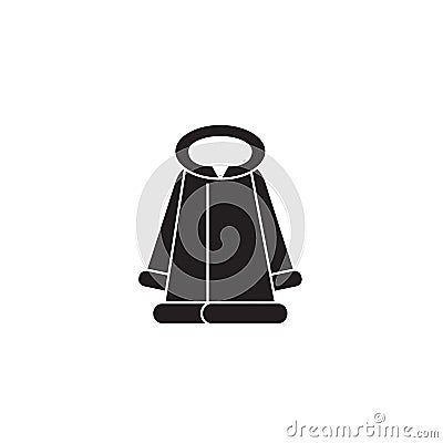 Fashion fur coat black vector concept icon. Fashion fur coat flat illustration, sign Vector Illustration