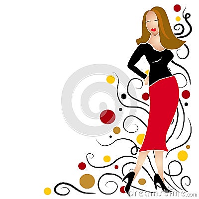 Fashion Girl Clip Art Brunette Cartoon Illustration