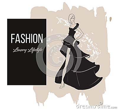 Fashion girl. Luxury lifestyle. Cartoon Illustration