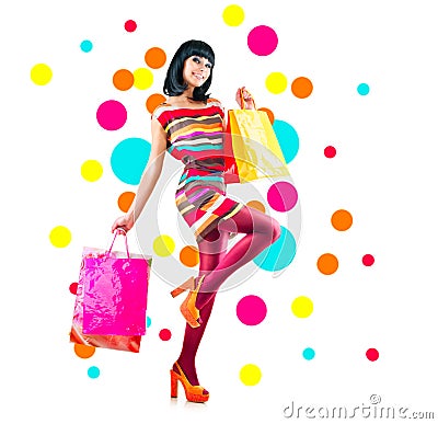 Fashion girl with shopping bags Stock Photo