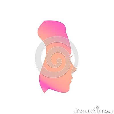 Fashion girl. Silhouette of a woman s head in pink color. Vector illustration. Vector Illustration