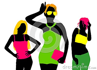 Fashion girl silhouettes Vector Illustration