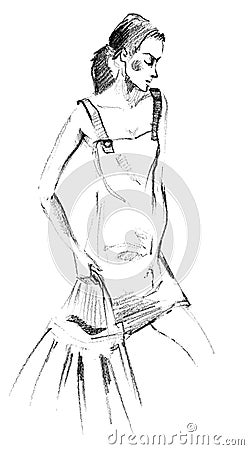 Fashion girl in sketch-style. illustration. Vector Illustration