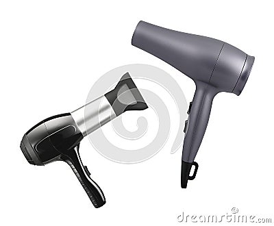 Fashion hair dryers isolated on white Stock Photo