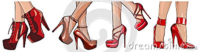 Fashion high heels shoes. vector art illustration. Vector Illustration