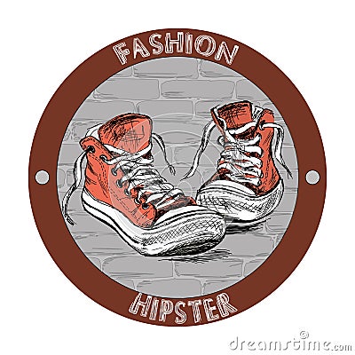 Fashion hipster shoes - sneakers Vector Illustration