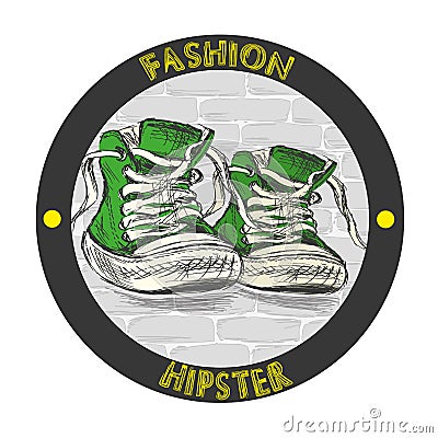 Fashion hipster shoes - sneakers. Vector Illustration