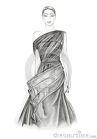 Fashion illustration of a beautiful model Stock Photo