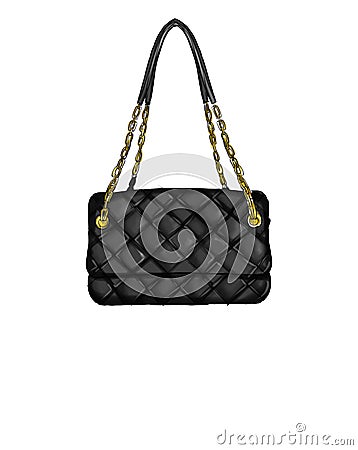 Fashion Illustration with quilt black handbag Stock Photo