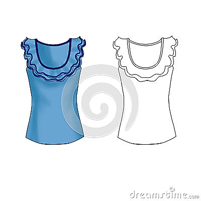 Fashion Illustration - Tank top with ruffles Stock Photo