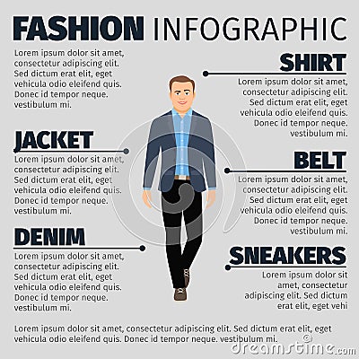 Fashion infographic with businessman Vector Illustration