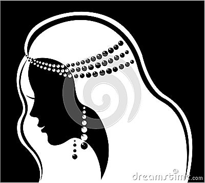 Fashion jewelry. Silhouette beautiful luxury woman Stock Photo