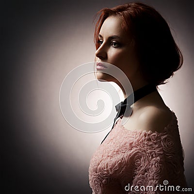 Fashion Lady On Dark Background Stock Photo