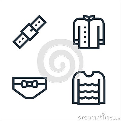 Fashion line icons. linear set. quality vector line set such as sweater, panties, coat Vector Illustration