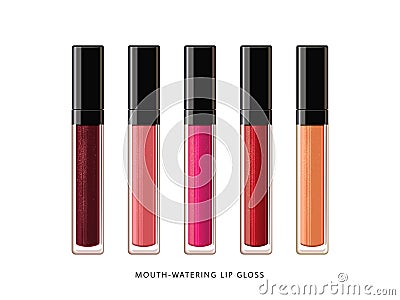 Fashion lip gloss collection Vector Illustration
