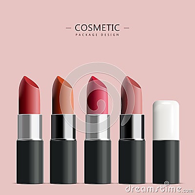 Fashion lipstick package collection Vector Illustration