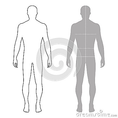 Fashion man outlined template figure silhouette with marked body Vector Illustration