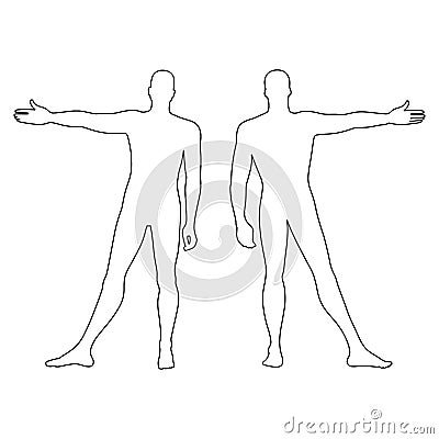 Fashion man's outlined template figure silhouette (front & back Vector Illustration