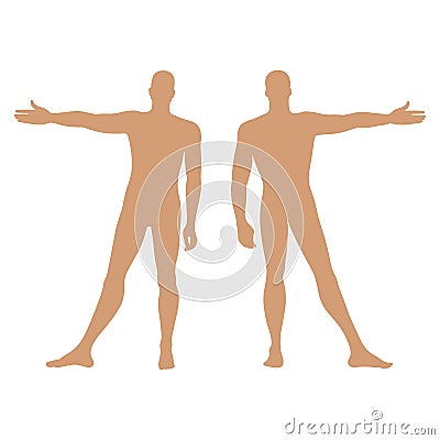 Fashion man's solid template figure silhouette (front & back vie Vector Illustration