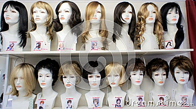 Fashion Mannequins in wigs. Editorial Stock Photo