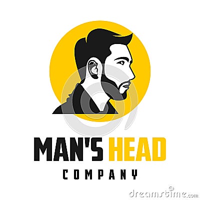 Fashion men`s hair and beard logo design Vector Illustration