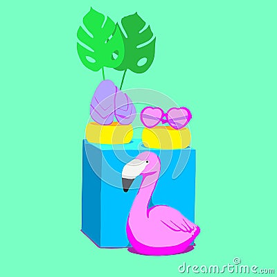 Fashion minimal illustration. Beach lover concept Cartoon Illustration