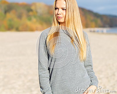 Fashion mockup with blond woman Stock Photo