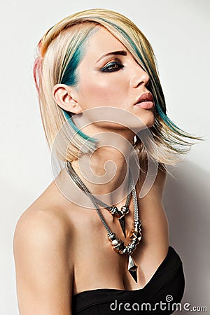 Fashion model with dyed hair Stock Photo