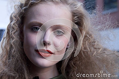 Fashion model Frida Gustavsson beauty portrait in New York Editorial Stock Photo