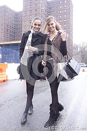 Fashion models street style in New York Editorial Stock Photo