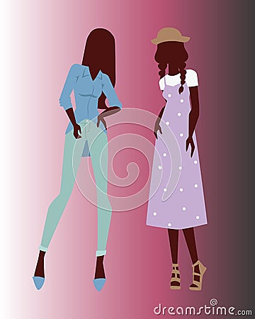 Fashion models woman silhouette sketch attractive lady elegant adult character vector illustration. Vector Illustration