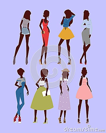 Fashion models woman silhouette sketch attractive lady elegant adult character vector illustration. Vector Illustration