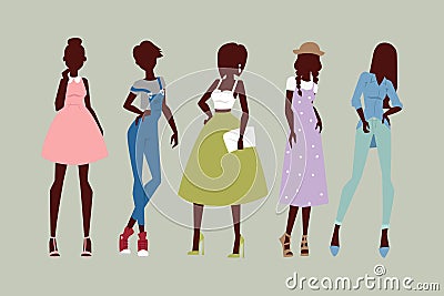 Fashion models woman silhouette sketch attractive lady elegant adult character vector illustration. Vector Illustration