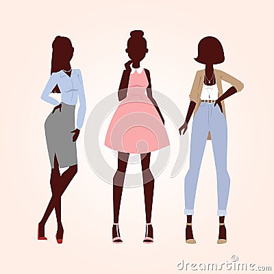 Fashion models woman silhouette sketch attractive lady elegant adult character vector illustration. Vector Illustration