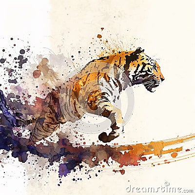 Abstract, tiger, animals, watercolor style Stock Photo