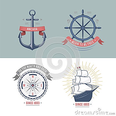 Fashion nautical and marine sailing themed label vector. Vector Illustration