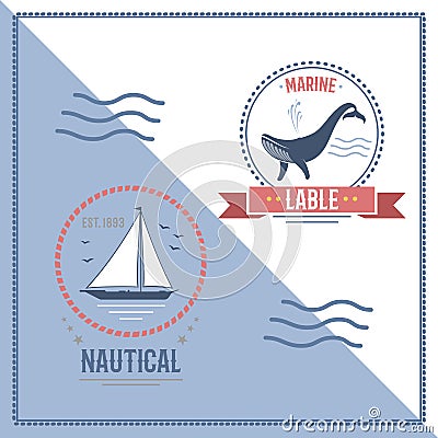 Fashion nautical and marine sailing themed label vector. Vector Illustration