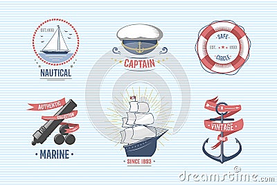 Fashion nautical and marine sailing themed label vector. Vector Illustration