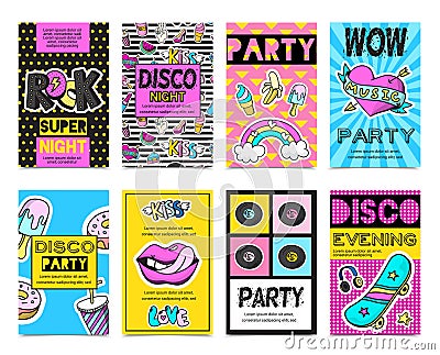 Fashion Patch Badges Banner Set Vector Illustration