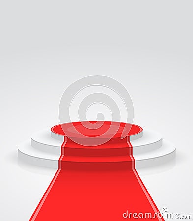 Fashion podium with red carpet. Vector Illustration