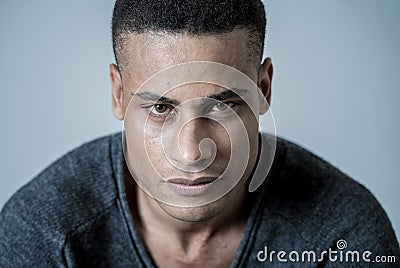 Fashion portrait of Attractive african american male model posing happy and sexy for the camera Stock Photo