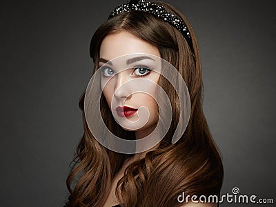 Fashion portrait of elegant woman with magnificent hair Stock Photo