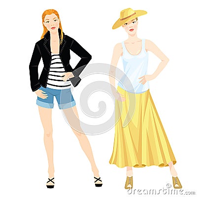 Fashion portrait of elegant woman Vector Illustration