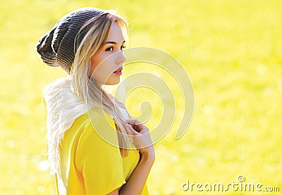 Fashion portrait pretty stylish hipster girl Stock Photo