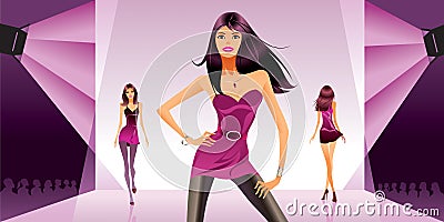 Fashion review under the spotlights Vector Illustration