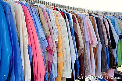 Fashion shirt rack with colorful clothes Stock Photo