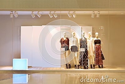 fashion shop window female dress shop clothes store Stock Photo