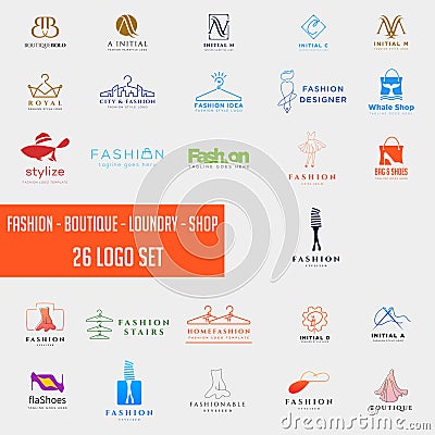 fashion shoping simple logo collection set template vector illustration icon element Vector Illustration